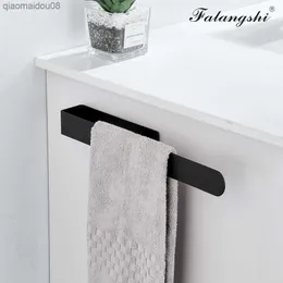 Soporte de almacenamiento de toallas de acero inoxidable, toallero negro sin perforaciones, colgador de toallas, soporte de papel para baño WB8711 L230704