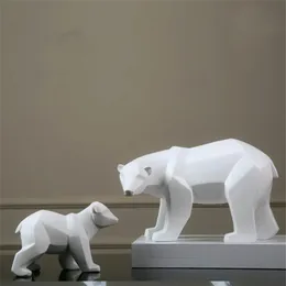 Artesanato em resina Abstrato Branco Urso Polar Escultura Estatueta decoração Artesanato Home Desk Geométrico Estátua de Vida Selvagem Artesanato235V
