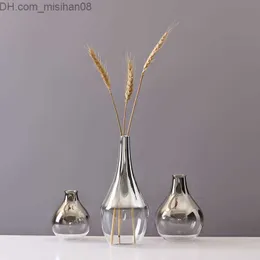 Vaser nordiskt glas vas kreativt silver gradient torkad blomma vas skrivbord ornament hem dekoration roliga presenter växter krukor möbler t200617 z230720