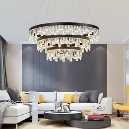 Moderne runde LED-3-Schicht-Kristall-Kronleuchter für Wohnzimmer, großer Glanz-Kristall-Kronleuchter, Foyer für Esszimmer, Schlafzimmer299o