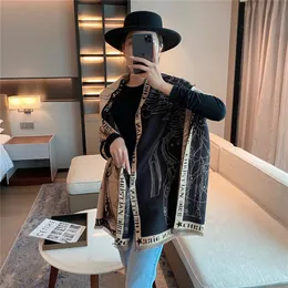 Double-Sided Cashmere Scarf Print Pashmian Shawls Warm Bufanda Women Thick Blanket Foulard Lady Design Winter Female Stoles297M