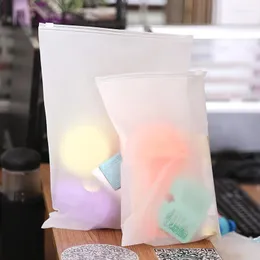 Aufbewahrungstaschen 1 Stück Frosted Klare Kunststoffpaket Tuch Reisetasche Wasserdichte Reißverschlusssperre Selbstdichtung Matte Tragbar