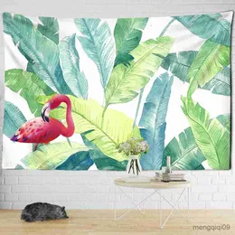 Carpets Palm Tree Tapestry Wall Hanging Tropical Leaves Flowers Pattern Beach Wall Tapestry Animal Backdrop Wall Cloth Carpet Tapestries R230720