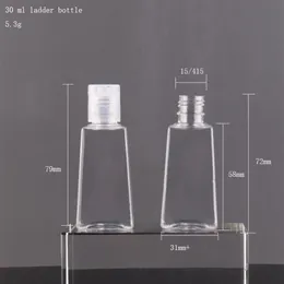 30 ml PET-transparente trapezförmige Verpackungsflasche, Händedesinfektionsmittel, Spiralverschluss, Shampoo und Gesichtsreiniger, Desinfektionsbehälter277j