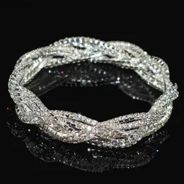 أساور Crystal Charm Women's Gold Silver Flated Rhinestones Bracelet Bracelets Wedding Bridal Gift Party Jewelry L230704