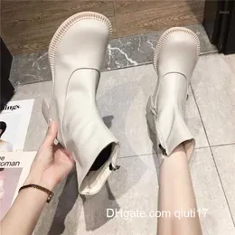 부츠 Cootelili 패션 여성 5cm heel zip for Woman 플랫폼 라운드 발가락 신발 보타 크기 35-391 Z230720