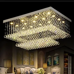 Modern Contemporary Remote LED Crystal Chandeliers with LED Lights for Living Room Rectangular Flush Mount Ceiling Lighting Fixtur275c
