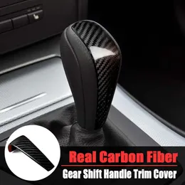 Genuine Auto Interior Accessories For BMW 1 3 Series E90 E92 E87 X1 E84 Carbon Fiber Gear Shift Handle Sleeve Cover Stickers3019