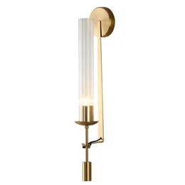 Modern Glass Wall Lamp Retro Gold Metal Wall Sconce Light Bedroom Home Decor New Fixture261J