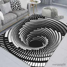 Tappeti effetto trappola 3D vortice illusione buffer foro tappeto geometrico bianco bianco e nero camera da letto zerbino tappetino di benvenuto tappeti R230720