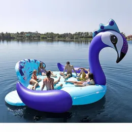 Cabe Sete Pessoas 530cm Gigante Pavão Flamingo Unicórnio Barco Inflável Piscina Flutuante Colchão de Ar Anel de Natação Brinquedos de Festa boia227o