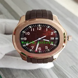 豪華な新しいAquanaut 5167R-001 5167R Brown Dial Asian 2813自動メンズウォッチローズゴールドケースブラウンラバーストラップGentsスポーツウォッチ271o