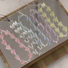 투명한 화려한 나비 휴대 전화 끈 끈 한국어 버전 달콤한 진주 휴대 전화 쉘 액세서