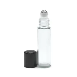 2019 Vendita calda 300pcs 10 ml Bottiglie di vetro a rulli trasparenti per oli essenziali Bottiglie roll-on vuote con coperchi neri DHL libero Pmojs