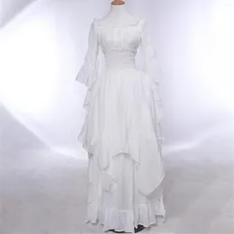 Vestidos casuais vestido feminino tradicional gótico sereia casamento com sino manga longa conto de fadas trompete vestido de noiva vestido feminino