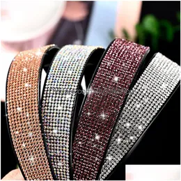 Tiaras Cristal de Luxo Brilhante Fl Strass Sier Color Hairbands Veet Headwear Para Mulheres Acessórios de Cabelo Jóias Presentes Drop Delive Dhqmp