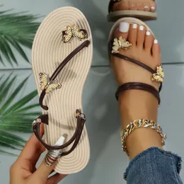 Sandalet Kadın Terlik Sevimli Kelebek Knot Büyük boyutlu Ayakkabı Sandalet Set-Toe Dış Aşınma Plajı Zapatos Mujer 230719