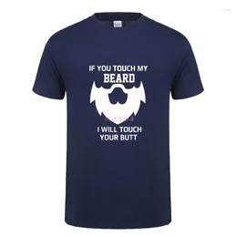 Camisetas masculinas If You Touch My Beard T-Shirt Engraçado Presente de Aniversário para Homem Verão Manga Curta O Neck Algodão Camiseta Tops Tee Masculino