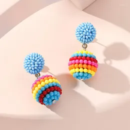 Boucles d'oreilles pendantes multicolore bohème rond géométrique goutte pour femmes perles à la main été à la mode goujon bijoux boucles d'oreilles accessoires