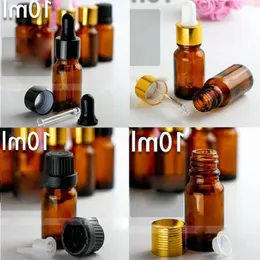 Wholesale Factory Price 10ml Brown Glass E Liquid Bottles Black Gold Head 10CC Amber Glass Dropper Bottles HOt Sale in USA CA EU AU Vjixr