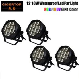 4パック12x18W RGBWA UV LED DJ PAR LIGHT IP65 DMX Waterproof PAR 64ステージ照明LCDディスプレイAluminum252B