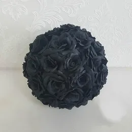 Decorative Flowers 8"(20cm) Black Rose Flower Ball Wedding Decorations Silk Kissing Pomander Bouquet Decoration 8 Colors