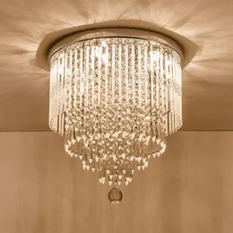 Modern K9 Crystal Chandelier Lighting Flush Mount LED Takljusarmatur hängslampa för matsal badrum sovrum Livingro284Z