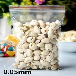 8x12cm 0 05mm Impugnatura con chiusura lampo Sacchetti di imballaggio in plastica trasparente Food Grade PE Snack Caramelle Cottura Regalo medico Autosigillante Storage221A