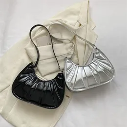 イブニングバッグの女性旅行ハンドバッグファッションプリーツアンダーアームPUレザーカジュアルシンプルなエレガントなポータブルソリッドカラーデザイナー230720