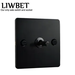 Black Color 1 Gang 2 Way Wall Switch och AC220250V Rostfritt stålpanelens ljusströmbrytare med svart färg TOGGLE T200605235J