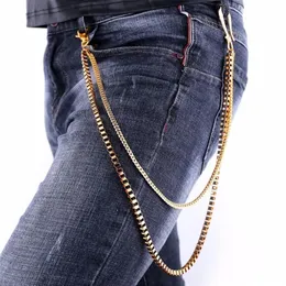 New Fashion 2017 Hiphop Punk Rock Waist 액세서리 65cm 2 층 금색 Foxtail Box Belly Chain for Men Pant Chains BC2323 T20232L