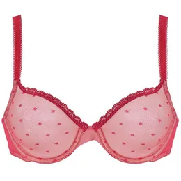 Big Red Sexy Bras For Women See Through Mesh Transparent Dot Wire Underwear Drop 32 34 36 38 40 42 44 A B C D DD E DDD F228e