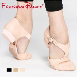 Sapatos de dança Couro Genuíno Stretch Jazz Dance Shoes para Mulheres T Strap Ballet Lyrical Dancing Shoe Professores Sandálias de Dança Exercício Sapato 230719