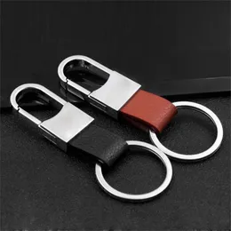 Trend Leather Keychain Simple Design for Man Handbag Bag Ornaments Metal Belt Buckle Car Key Holder Cool Gifts