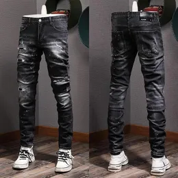 Mężczyźni Kowbojki Us Euro Accent uszkodzone dżinsy Skater Fit RIP Denim3486