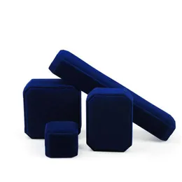 Jewelry Boxes Square Shape Veet Packaging Holder Blue Color Box For Pendant Necklace Bracelets Rings Earring Display Decor Drop Deliv Dhmlu