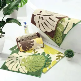 Bath Mats Kawaii Green Plant Floor Carpet Multi-use Soft Mat Living Room Bathroom Absorbent Non-slip Place Pads