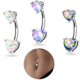 Navel & Bell Button Rings Stainless Steel Sexy Piercing Body Jewelry Belly Button Ring for Women Double Head Love Heart White Color Wholesale