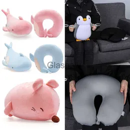 Seat Cushions 1PC New Cute Fluffy Penguin UShape Pillow Changable Cartoon Whale Multifunctional Dual Purpose Pillow Neck Protection Pillow x0720