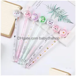 Gift Rollerball Pens 0.5Mm Cute Cartoon Students Gel Pen Creative Animal Shape Sequins Neutral Black Stationary Wholesale School Sup Dhusr