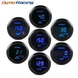 Dynoracing 2 52mm Car Digital Turbo Boost Gauge PSI BAR Temperatura da água Temperatura do óleo Medidor de pressão do óleo Voltímetro Tacômetro Rpm gaug276M