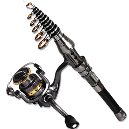 1 5M-2 4M Combo de vara de pesca telescópica e carretel de pesca Kit completo Roda Portátil Vara de pesca para viagem Varas giratórias Combo2227