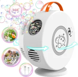 子供向けバスフォーストーバブルマシンおもちゃ自動ブロワー充電式360回転可能な電気ポータブル屋外ウェディングパーティーギフト230719