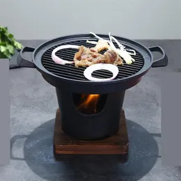 Przenośny grill grillowy domowy samodzielny człowiek przenośny piec grilla BBQ Koreańska kuchnia nietick danie z grilla El Teppanyaki 080-2184o