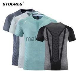 Tute da uomo T-shirt sportiva da uomo Quick Dry Thin Short Sleeve Gym Sportswear Elastico girocollo traspirante Fitness Running Training Top J230720