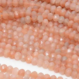 Loose Gemstones Natural Peach Moonstone Faceted Rondelle Beads 4x6mm