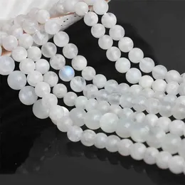 Pedra da lua branca natural AAA redonda solta para fabricação de joias Pulseiras DIY 6 8 10 mm Gems Beads223j