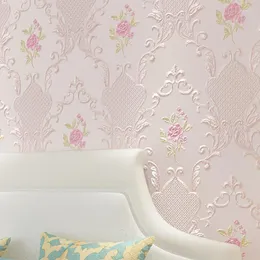 Bakgrundsbilder dekor vägg bakgrund hem walltalk blommig präglad rosa beige texturerad tapet för bröllop rum sovrum väggar europeiska rustik