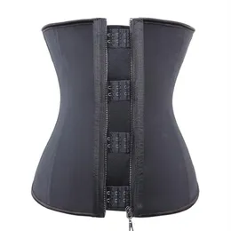 Latex Waist Trainer Body Shaper Women Corsets with Zipper Cincher Corset Top Slimming Belt Black Plus Size 9078286G