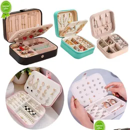 Storage Boxes Bins Simple Jewelry Box Creative Portable Pu Single Layer Earrings Ring Display For Home Travel Girl Drop Delivery G Dhtqc